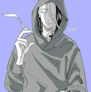 🚬 d67cd0e1 #205 Anime, Rauchen, Zigarette, Hoodie, Charakter, Manga telegram sticker