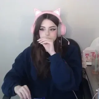 🌺 219126b5 woman, headphones, ears, cat, blush, twitch streamer telegram sticker