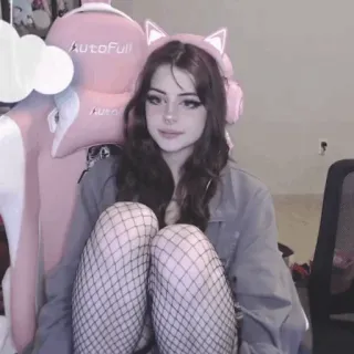 🌺 7eb71274 girl, woman, fishnet, cat ears, chair telegram sticker