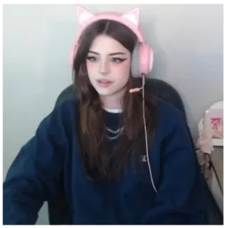 💒 3a6d414e girl, headphones, cat ears, gamer, cute, brunette telegram sticker