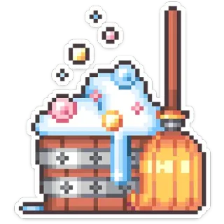 🧹 7e729be8 Баня, Сауна, Пар, Деревянная купель, Пиксель арт, Уборка whatsapp sticker