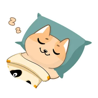 😴 b2e0ddf5 고양이, 자는, 베개, 담요, 귀여운, 동물, 만화 telegram sticker