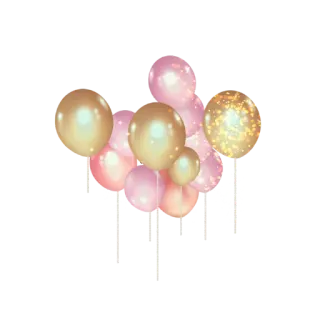 🎈 c68cbcbd 气球, 派对, 庆祝, 装饰, 粉色, 金色 telegram sticker