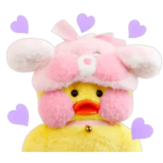 🐣 d5c836f7 anatra, giocattolo, carino, rosa, cuori, peluche, kawaii telegram sticker