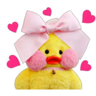 🐣 ea6cc57c anatra, carino, rosa, cuori, animale, kawaii, peluche telegram sticker