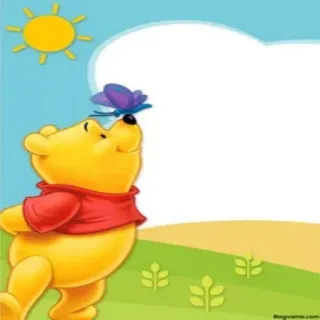 🌸 15974e2d Winnie the Pooh Buyonmia.com Winnie Puuh, Schmetterling, Cartoon, Bär, Sonne, Himmel, Wolke telegram sticker