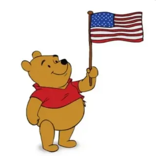 🇺🇸 55a82348 Winnie the Pooh Winnie Puuh, Amerikanische Flagge, Patriotisch, Cartoon, Bär, Disney telegram sticker