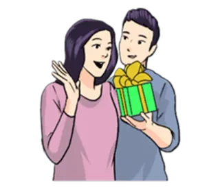 🎁 56d9cf0c paar, geschenk, geschenk, frau, mann telegram sticker