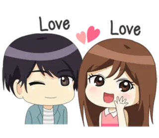 😍 86957ccf Love Love love, couple, heart, cute, relationship, cartoon telegram sticker