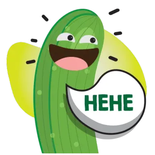 😏 9f97c097 HEHE Gurke, Cartoon, hehe, lustig, Sticker, Essen telegram sticker