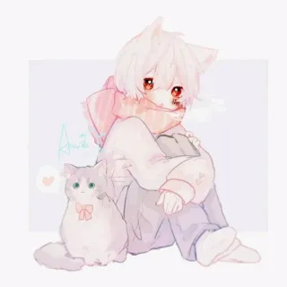 🇦🇱 3746162b Anime, Gatto, Carino, Kawaii, Ragazzo gatto, Neko telegram sticker