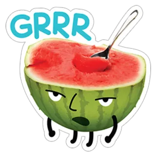 😤 7bef9cb9 GRRR dưa hấu, tức giận, gừ, thức ăn, hoạt hình, trái cây telegram sticker