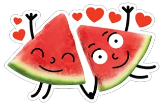 ❤ dba6fdc7 dưa hấu, trái cây, tình yêu, dễ thương, trái tim, cặp đôi telegram sticker