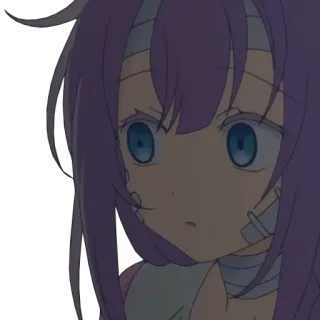 😥 55be8d2b อนิเมะ, ผู้หญิง, ผมสีม่วง, น่ารัก, ผ้าพันแผล telegram sticker