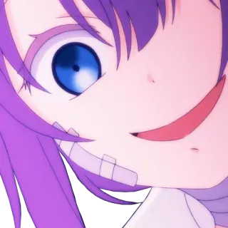 😏 5ffa5e23 อนิเมะ, ผู้หญิง, ผ้าพันแผล, ผมสีม่วง, การ์ตูน telegram sticker