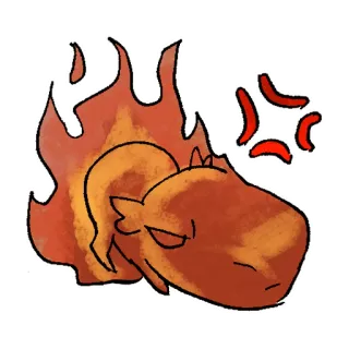 😡 0a5ef633 卡通, 生气, 火焰, 表情, 火焰, 动物, 可爱 telegram sticker