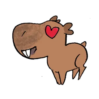 😍 2477101f 水豚, 动物, 可爱, 爱心眼, 卡通, 哺乳动物, 啮齿动物 telegram sticker