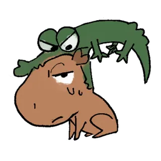 😕 2cc31a46 水豚, 鳄鱼, 卡通, 动物, 可爱, 搞笑 telegram sticker