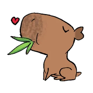 🍽 660ba0d9 水豚, 动物, 可爱, 卡通, 心, 啮齿动物 telegram sticker