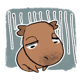 ☹ 719c3248 水豚, 伤心, 动物, 卡通, 可爱, 忧郁 telegram sticker