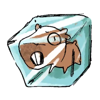 ❄ 98a38bfc 卡通, 动物, 冰, 冰冻, 水豚, 插画, 贴纸 telegram sticker