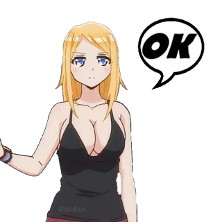 🆗 084ef8c6 OK Anime, Mädchen, Ok, Sprechblase telegram sticker