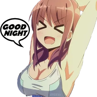🛌 342009c2 GOOD NIGHT Anime, Gute Nacht, Schlaf, Frau, Mädchen, Sticker telegram sticker