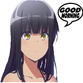 🛏 7412fb41 GOOD MORNING Anime, Mädchen, Guten Morgen, Gruß, Charakter, Manga, Cartoon telegram sticker