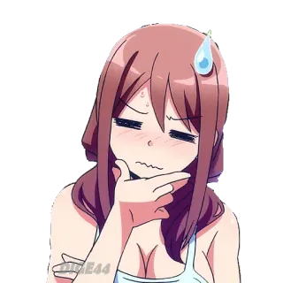 😩 90a16b79 Anime Mädchen, Cartoon, Denken, Besorgt, Schweißtropfen telegram sticker