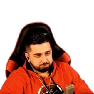 😝 58612336 đàn ông, game thủ, áo hoodie đỏ, game, streamer telegram sticker