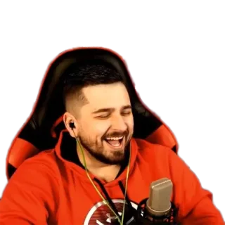 😂 bdd749f5 người đàn ông, cười, game thủ, streamer, micrô telegram sticker