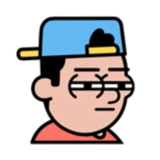 😑 327ed036 卡通, 角色, 脸, 表情, 帽子 telegram sticker