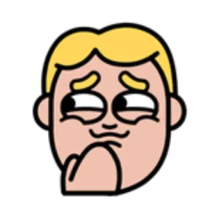 😏 49e4043e 坏笑, 金发, 卡通, 脸, 表情 telegram sticker