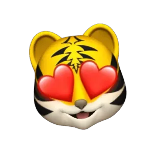 🐯 1d0a341f tigre, emoji, amor, ojos de corazón, animal, lindo, pegatina telegram sticker