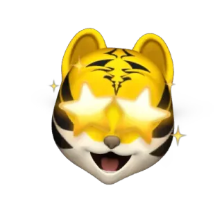 🐯 38cfcf62 tigre, animal, emoji, dibujos animados, estrellas, lindo, feliz telegram sticker