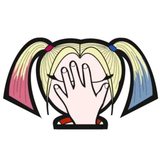 🤦‍♀ 6cedd2ba Harley Quinn harley quinn, facepalm, kartun, dc comics, penjahat, badut, pirang, kuncir dua telegram sticker