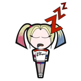 😴 9a73ab5c Harley Quinn Daddy's Lil Monster harley quinn, tidur, kelelahan, karakter, kartun, komik, dc comics telegram sticker