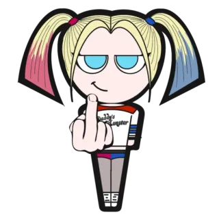 🖕 cf4976d7 Harley Quinn Daddy's Lil Monster harley quinn, jari tengah, monster kecil ayah, kartun, dc comics, penjahat, komik telegram sticker