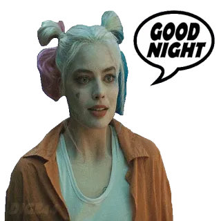 🛌 4816482d Harley Quinn GOOD NIGHT Харли Квинн, DC Comics, Спокойной ночи, блондинка, заключенная telegram sticker