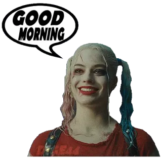 🛏 db7e85da Harley Quinn Suicide Squad GOOD MORNING Харли Квинн, Доброе утро, DC Comics, Отряд Самоубийц, Марго Робби telegram sticker