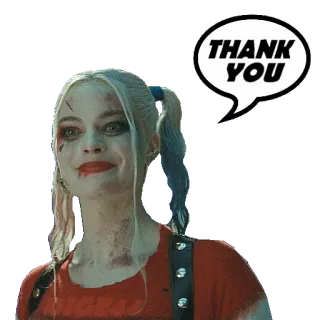 😀 f5eabc0a Harley Quinn THANK YOU харли квинн, спасибо, фильм, персонаж, злодей telegram sticker