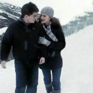 💋 ef03f66c Harry Potter, Hermione Granger Harry Potter 哈利·波特, 赫敏·格兰杰, 雪, 冬天, 情侣, 朋友, 浪漫 telegram sticker