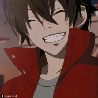 🏷 4e615def westxrlund Anime, Dibujos animados, Feliz, Sonrisa, Ilustración telegram sticker