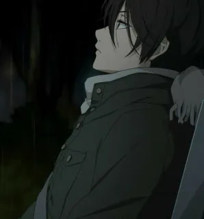 🏷 57a6574a anime, chico, chaqueta, triste, solo telegram sticker