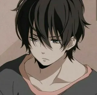 🏷 7987eaf9 anime, chico, pelo oscuro, triste, serio, emo, dibujo animado telegram sticker
