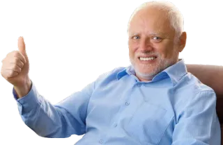 👍 78fcf2f5 thumbs up, old man, stock photo, hide the pain harold, smiling telegram sticker