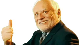 👍 a3c1fb88 Hide the Pain Harold meme, internet meme, hide the pain harold, thumbs up, stock photo, humor, funny, old man telegram sticker