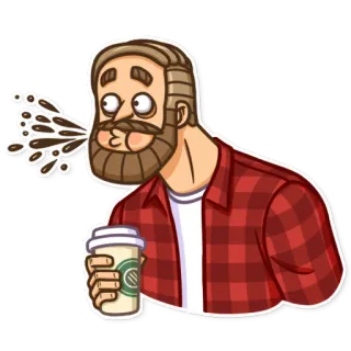 😮 2ec21e1e kawa, rozlać, mężczyzna, flanela, zaskoczony, niespodzianka telegram sticker