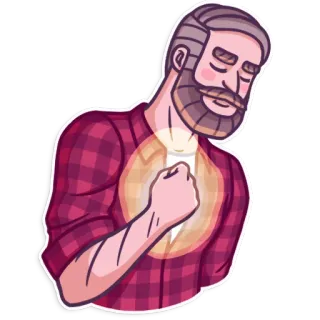 ☺️ 41ad4a08 mężczyzna, broda, koszula w kratę, serce, pięść, troskliwy, ciepły, miłość telegram sticker