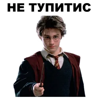 👪 195e0148 Harry Potter НЕ ТУПИТИС 哈利·波特, 魔法, 巫师, 丹尼尔·雷德克里夫, 电影, 奇幻 telegram sticker